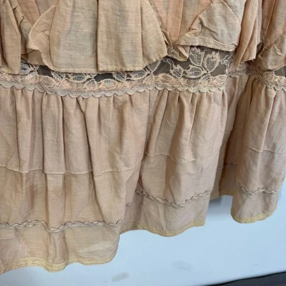 Camelot Italy Peach Lace Tiered Midi Skirt Size S Boho Romantic Cottagecore - Picture 5 of 16